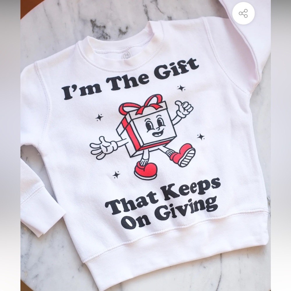 Kids 3T NWOT White Sweatshirt - Gift that Keeps Giving